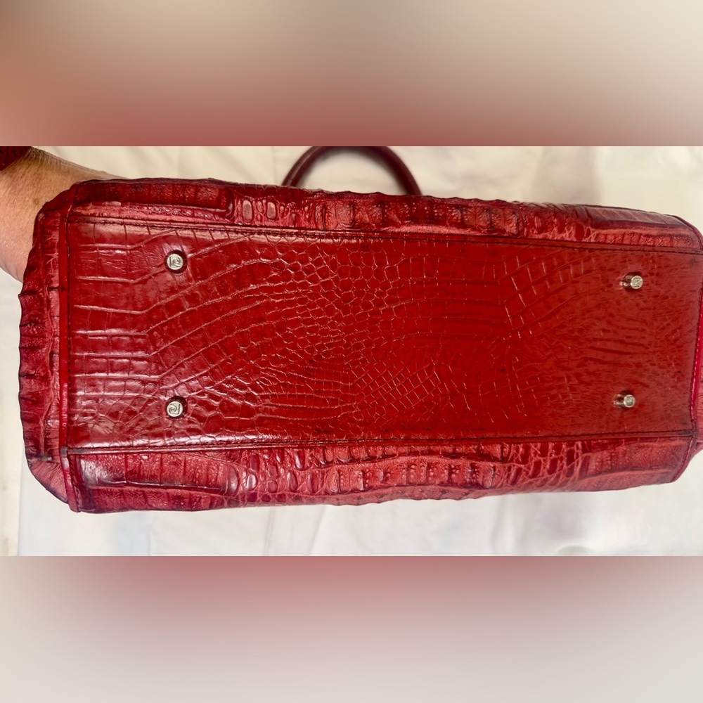 Pierre Cardin Red Croc-Embossed Double-Handle Satchel - Picture 5 of 10